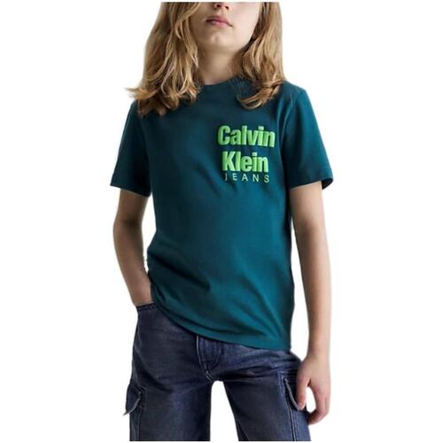 vaatteet Pojat Lyhythihainen t-paita Calvin Klein Jeans  Vihreä