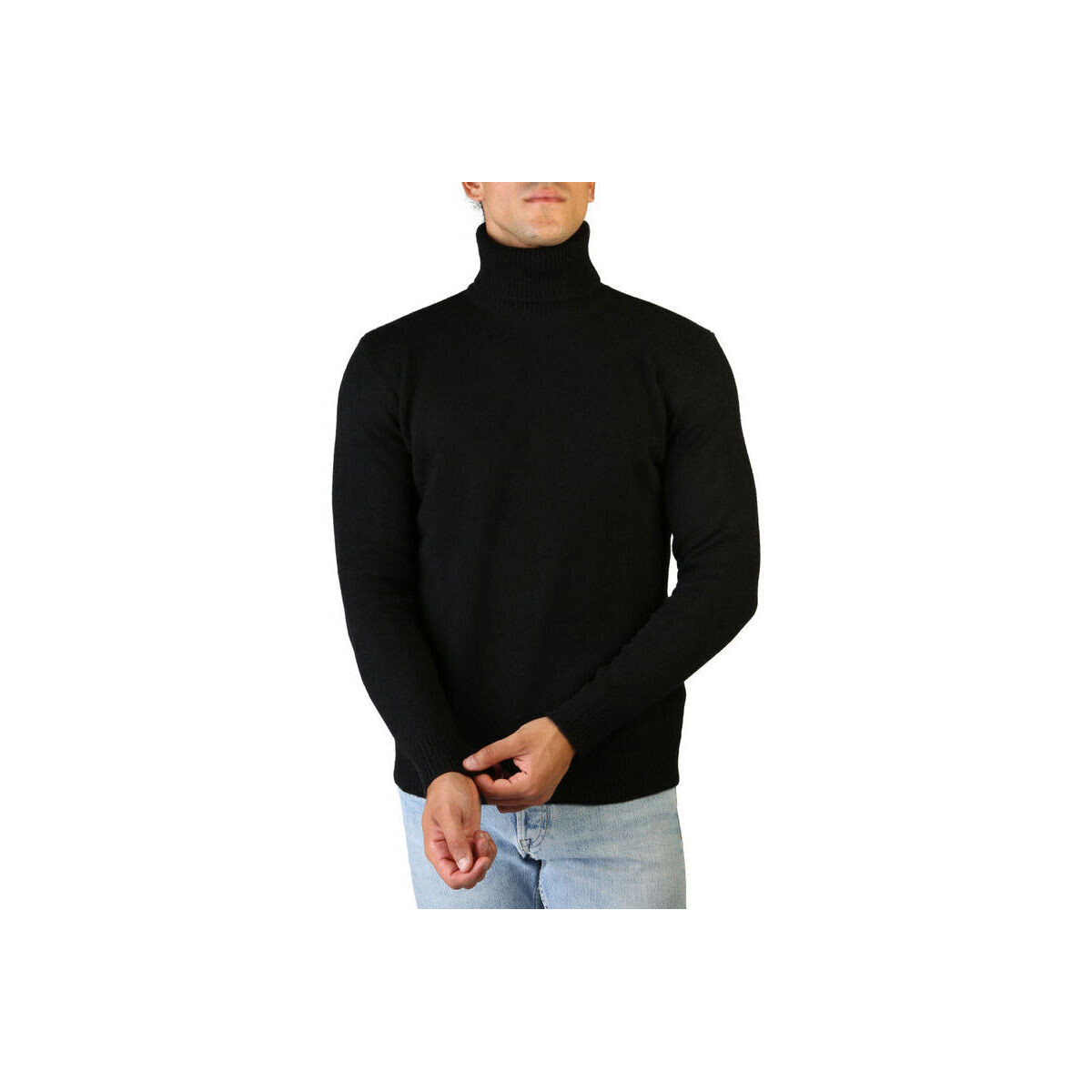 vaatteet Miehet Neulepusero 100% Cashmere Jersey roll neck Musta
