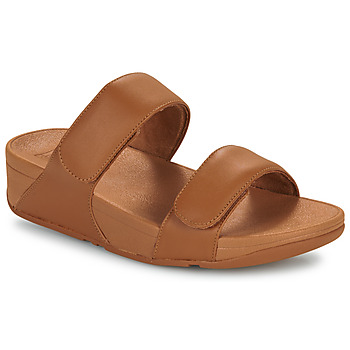 kengät Naiset Sandaalit ja avokkaat FitFlop Lulu Adjustable Leather Slides Ruskea / Kamelinruskea