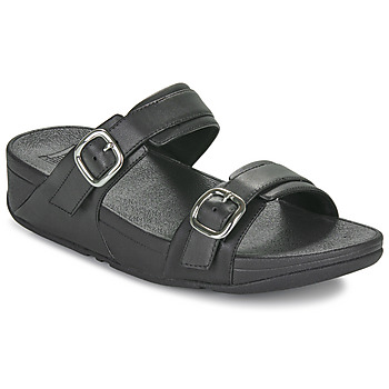 kengät Naiset Sandaalit FitFlop Lulu Adjustable Leather Slides Musta