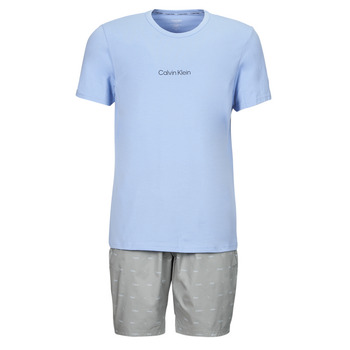 vaatteet Miehet pyjamat / yöpaidat Calvin Klein Jeans S/S SHORT SET Sininen / Harmaa