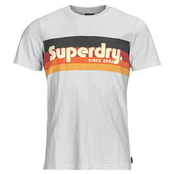 vaatteet Miehet Lyhythihainen t-paita Superdry CALI STRIPED LOGO T SHIRT Valkoinen
