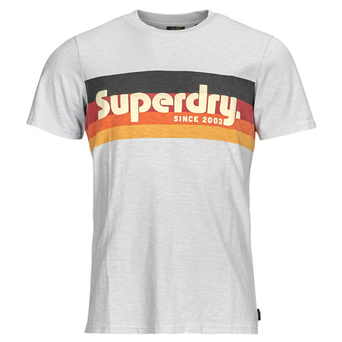 vaatteet Miehet Lyhythihainen t-paita Superdry CALI STRIPED LOGO T SHIRT Valkoinen
