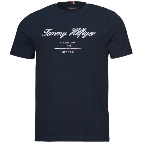 vaatteet Miehet Lyhythihainen t-paita Tommy Hilfiger SCRIPT LOGO TEE Laivastonsininen