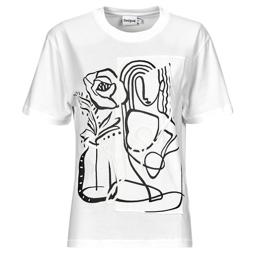 vaatteet Naiset Lyhythihainen t-paita Desigual TS_TRISTAN Valkoinen / Musta