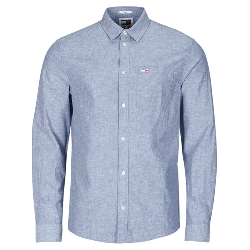 vaatteet Miehet Pitkähihainen paitapusero Tommy Jeans TJM REG LINEN BLEND SHIRT Sininen