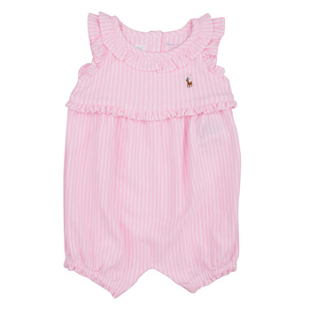 vaatteet Tytöt Jumpsuits / Haalarit Polo Ralph Lauren YDOXMSHBBL-ONE PIECE-SHORTALL Vaaleanpunainen / Valkoinen / koralli / Vaaleanpunainen / Monivä