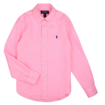 vaatteet Lapset Pitkähihainen paitapusero Polo Ralph Lauren CLBDPPC-SHIRTS-SPORT SHIRT Vaaleanpunainen / Valkoinen / koralli / Vaaleanpunainen