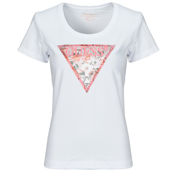 vaatteet Naiset Lyhythihainen t-paita Guess RN SATIN TRIANGLE Valkoinen