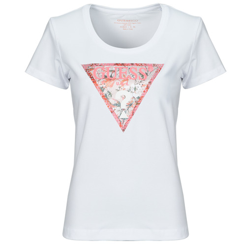 vaatteet Naiset Lyhythihainen t-paita Guess RN SATIN TRIANGLE Valkoinen
