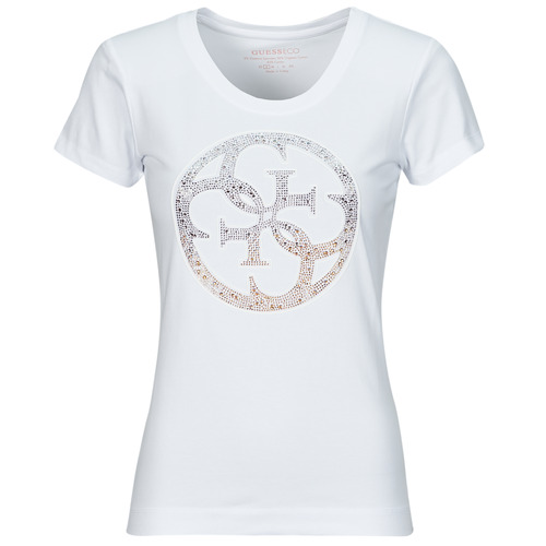vaatteet Naiset Lyhythihainen t-paita Guess 4G LOGO Valkoinen