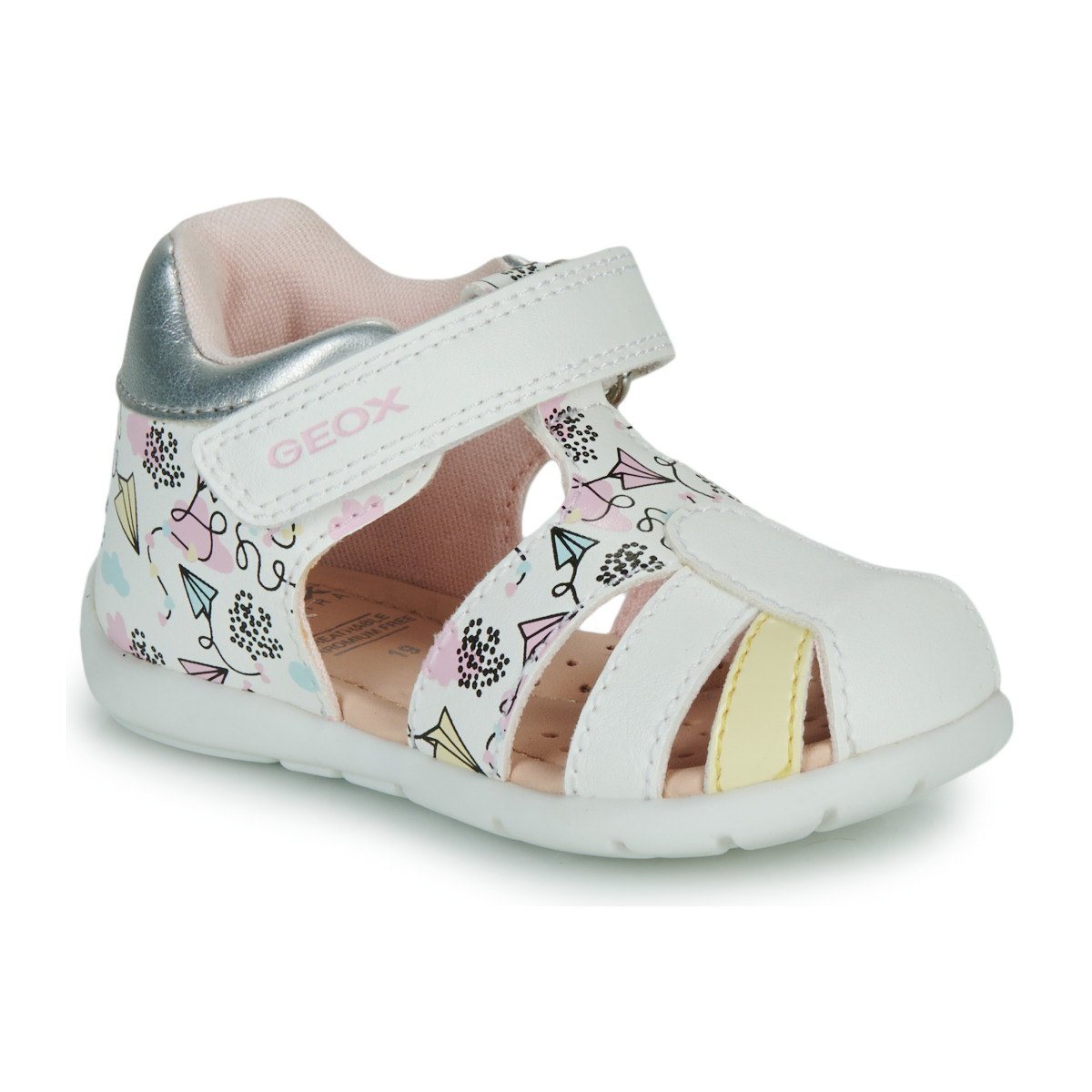 kengät Tytöt Sandaalit ja avokkaat Geox B ELTHAN GIRL Valkoinen / Vaaleanpunainen / Keltainen