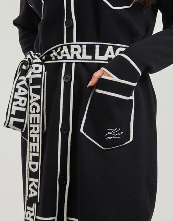 Karl Lagerfeld BRANDED BELTED CARDIGAN Musta / Valkoinen