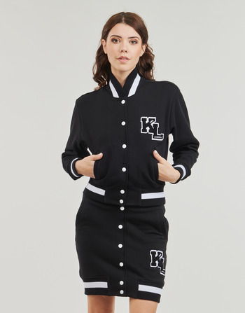 vaatteet Naiset Pusakka Karl Lagerfeld varsity sweat jacket Musta / Valkoinen