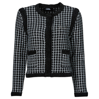vaatteet Naiset Takit / Bleiserit Karl Lagerfeld classic boucle cardigan Musta / Valkoinen
