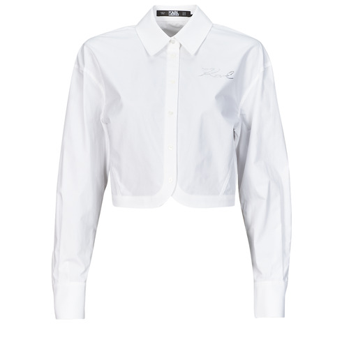 vaatteet Naiset Paitapusero / Kauluspaita Karl Lagerfeld crop poplin shirt Valkoinen