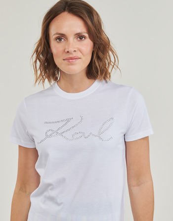 Karl Lagerfeld rhinestone logo t-shirt Valkoinen