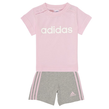 vaatteet Tytöt Verryttelypuvut Adidas Sportswear I LIN CO T SET Vaaleanpunainen / Harmaa