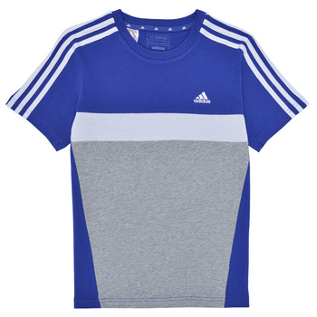 vaatteet Pojat Lyhythihainen t-paita Adidas Sportswear J 3S TIB T Sininen / Valkoinen / Harmaa