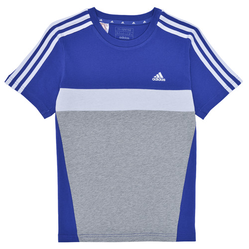 vaatteet Pojat Lyhythihainen t-paita Adidas Sportswear J 3S TIB T Sininen / Valkoinen / Harmaa