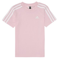 vaatteet Tytöt Lyhythihainen t-paita Adidas Sportswear LK 3S CO TEE Vaaleanpunainen / Valkoinen