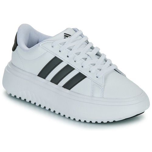 kengät Naiset Matalavartiset tennarit Adidas Sportswear GRAND COURT PLATFORM Valkoinen / Musta