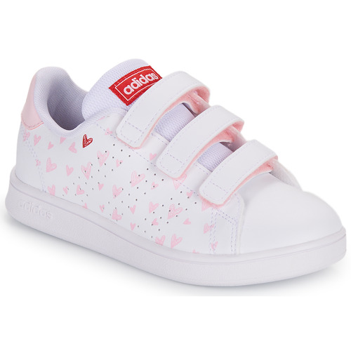 kengät Tytöt Matalavartiset tennarit Adidas Sportswear ADVANTAGE CF C Valkoinen / Vaaleanpunainen