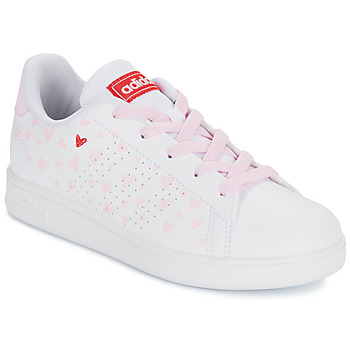 kengät Tytöt Matalavartiset tennarit Adidas Sportswear ADVANTAGE K Valkoinen / Vaaleanpunainen