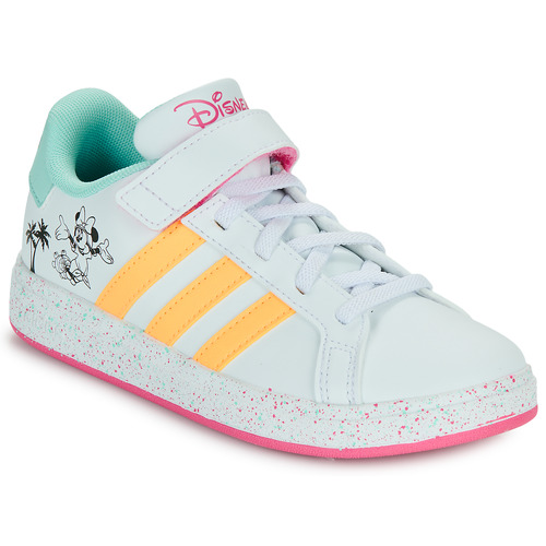 kengät Tytöt Matalavartiset tennarit Adidas Sportswear GRAND COURT MINNIE EL K Valkoinen / Keltainen / Vaaleanpunainen
