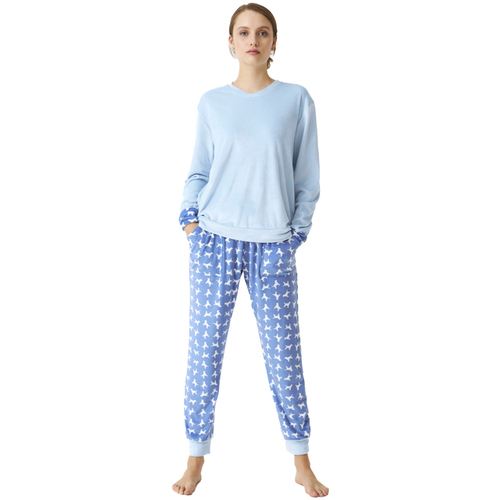 vaatteet Naiset pyjamat / yöpaidat J&j Brothers JJBDP0801 Sininen