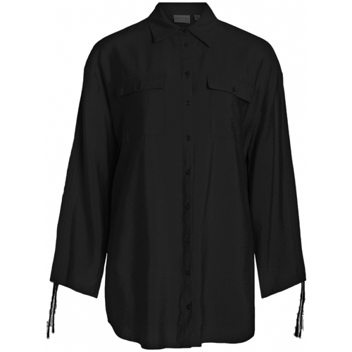 vaatteet Naiset Topit / Puserot Vila Klaria Oversize Shirt L/S - Black Musta
