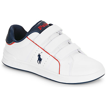 kengät Lapset Matalavartiset tennarit Polo Ralph Lauren HERITAGE COURT III EZ Valkoinen / Laivastonsininen / Punainen