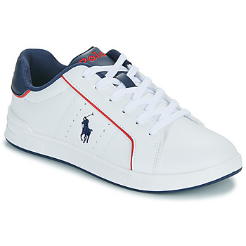 kengät Lapset Matalavartiset tennarit Polo Ralph Lauren HERITAGE COURT III Valkoinen / Laivastonsininen / Punainen
