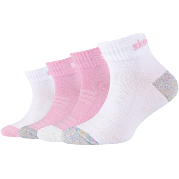 Alusvaatteet Tytöt Urheilusukat Skechers 4PPK Girls Mesh Ventilation Quarter Socks Vaaleanpunainen