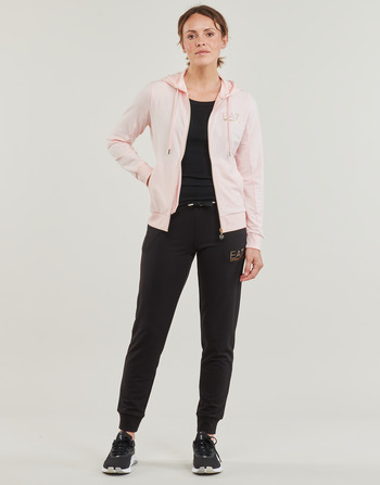 vaatteet Naiset Verryttelypuvut Emporio Armani EA7 AC CAPUCHE Musta / Vaaleanpunainen