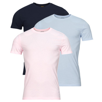 vaatteet Miehet Lyhythihainen t-paita Polo Ralph Lauren S / S CREW-3 PACK-CREW UNDERSHIRT Sininen / Laivastonsininen / Vaaleanpunainen