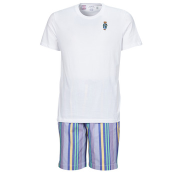 vaatteet Miehet pyjamat / yöpaidat Polo Ralph Lauren S / S PJ SET-SLEEP-SET Valkoinen / Monivärinen