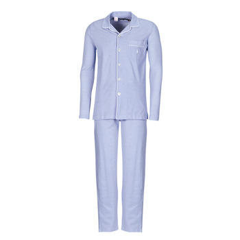 vaatteet Miehet pyjamat / yöpaidat Polo Ralph Lauren L / S PJ SET-SLEEP-SET Sininen / Taivaansininen