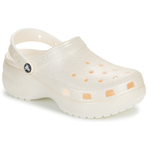 kengät Naiset Puukengät Crocs Classic Platform Glitter ClogW Beige