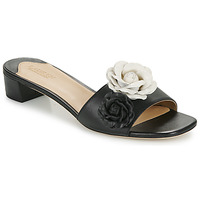 kengät Naiset Sandaalit Lauren Ralph Lauren FAY FLOWER-SANDALS-FLAT SANDAL Musta / Valkoinen