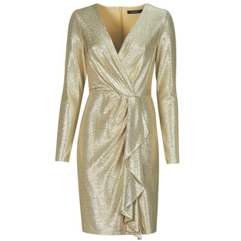 vaatteet Naiset Lyhyt mekko Lauren Ralph Lauren CINLAIT-LONG SLEEVE-COCKTAIL DRESS Kulta