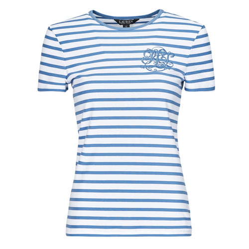 vaatteet Naiset Lyhythihainen t-paita Lauren Ralph Lauren ALLI-SHORT SLEEVE-T-SHIRT Valkoinen / Sininen