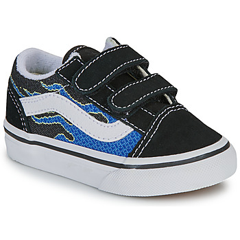 kengät Lapset Matalavartiset tennarit Vans Old Skool V PIXEL FLAME BLACK/BLUE Musta / Sininen