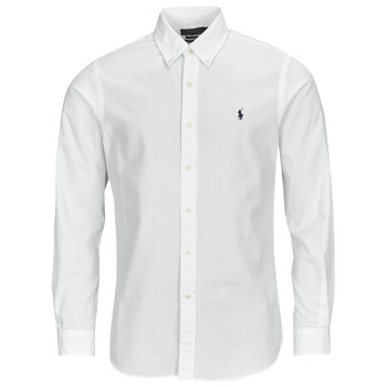 vaatteet Miehet Pitkähihainen paitapusero Polo Ralph Lauren CHEMISE COUPE DROITE EN SEERSUCKER Valkoinen / Valkoinen 