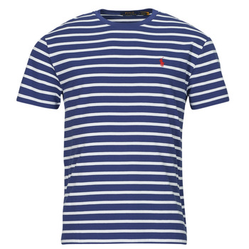 vaatteet Miehet Lyhythihainen t-paita Polo Ralph Lauren T-SHIRT AJUSTE EN COTON Laivastonsininen / Valkoinen / Beach / Valkoinen 