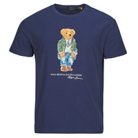 vaatteet Miehet Lyhythihainen t-paita Polo Ralph Lauren T-SHIRT POLO BEAR AJUSTE EN COTON Laivastonsininen