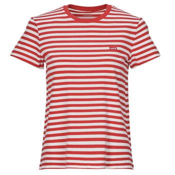 vaatteet Naiset Lyhythihainen t-paita Levi's PERFECT TEE Raita  / Punainen