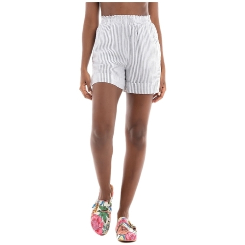 vaatteet Naiset Shortsit / Bermuda-shortsit Only Shorts Linette Linen - White/Night Sky Valkoinen
