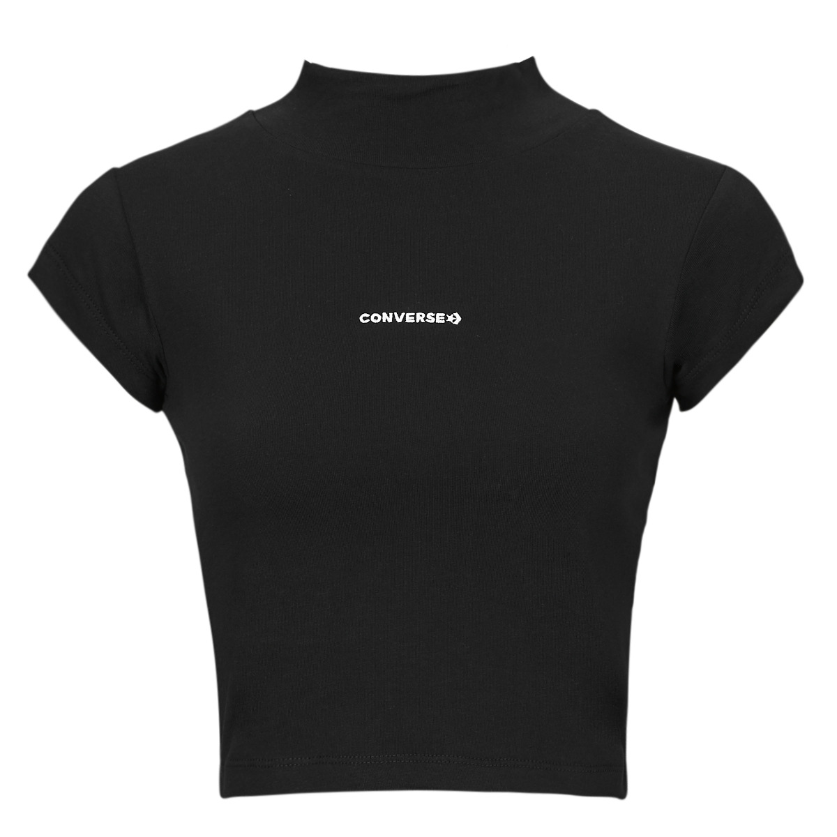 vaatteet Naiset Lyhythihainen t-paita Converse WORDMARK TOP BLACK Musta