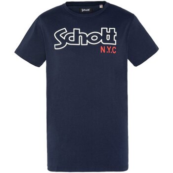 vaatteet Miehet Lyhythihainen t-paita Schott TSCREWVINT Sininen